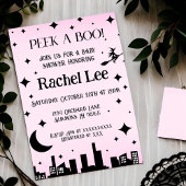 Peek a Boo Roze Halloween Baby shower Invitation Kaart