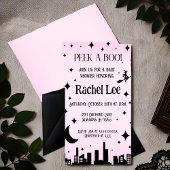 Peek a Boo Roze Halloween Baby shower Invitation Kaart