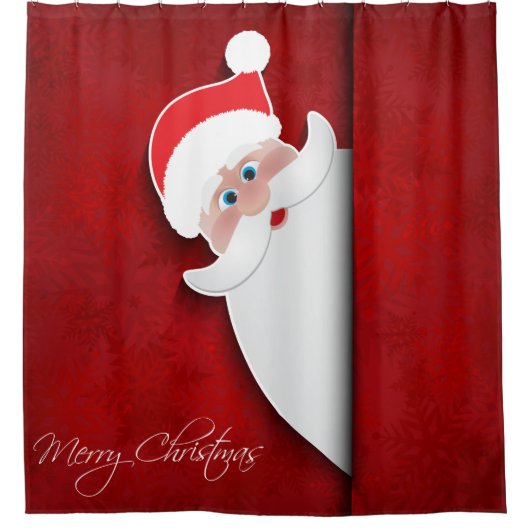 Peek-A-Boo Santa Claus Shower Curtain Douchegordijn (Voorkant)
