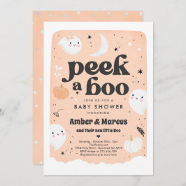 Peek A Boo Schattige Peach Ghost Baby shower Kaart