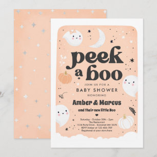 Peek A Boo Schattige Peach Ghost Baby shower Kaart