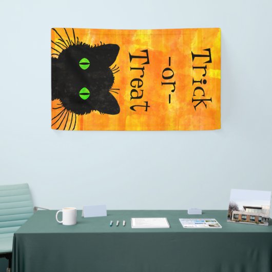 Peek-A-Boo Schattigee en nieuwsgierige zwarte kat Spandoek (Beurs)