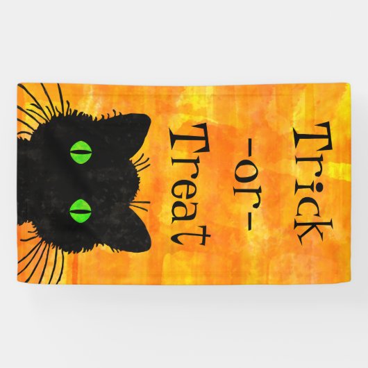 Peek-A-Boo Schattigee en nieuwsgierige zwarte kat Spandoek (Horizontaal)