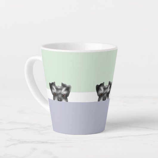 "Peek a Boo" Schnauzer Dog | Latte Mok (Linkerhoek)