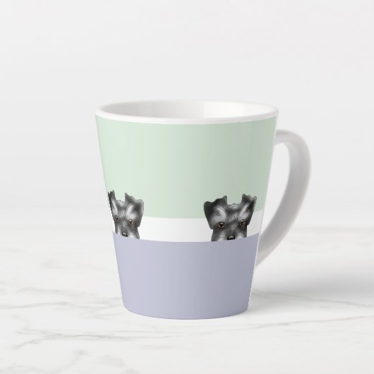 "Peek a Boo" Schnauzer Dog | Latte Mok (Rechterhoek)