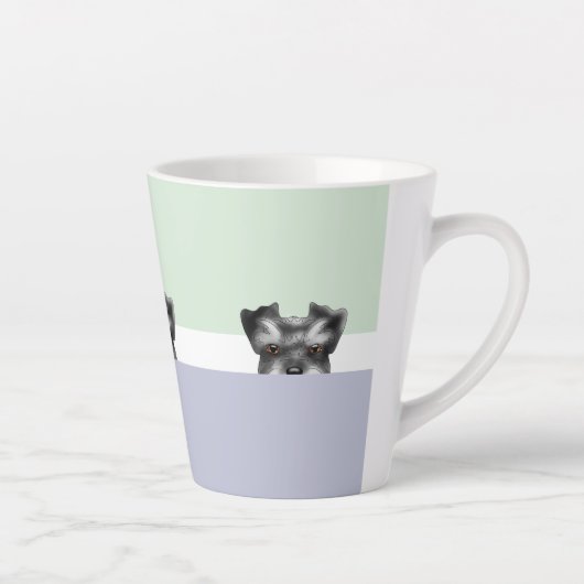 "Peek a Boo" Schnauzer Dog | Latte Mok (Rechts)