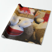 Peek-a-boo Sock Monkey Cadeaupapier (Uitgerold)