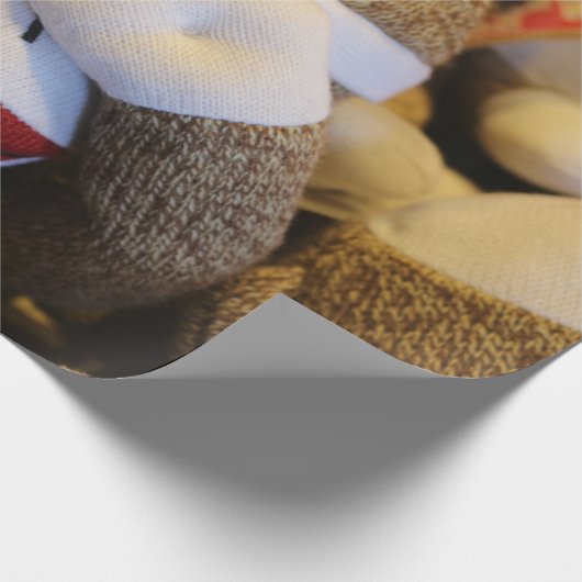 Peek-a-boo Sock Monkey Cadeaupapier (Hoek)