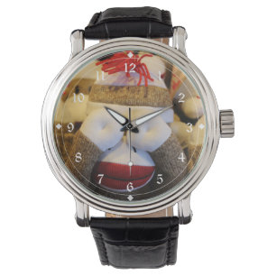 Peek-a-boo Sock Monkey Horloge