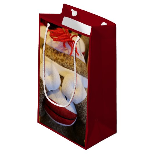 Peek-a-boo Sock Monkey Klein Cadeauzakje (Voorkant Gekanteld)