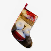 Peek-a-boo Sock Monkey Kleine Kerstsok (Voorkant (Hangend))