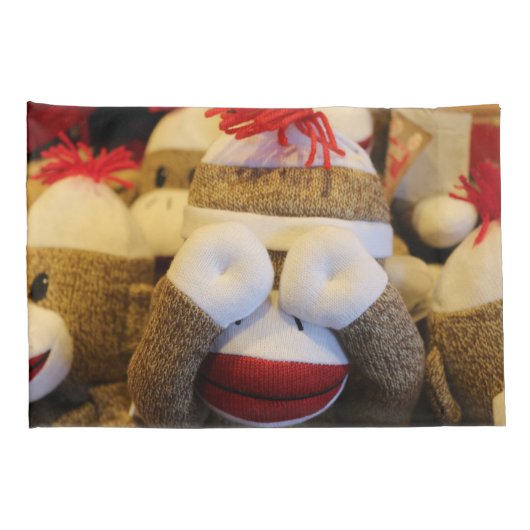Peek-a-boo Sock Monkey Kussensloop (Achterkant-Rechts)