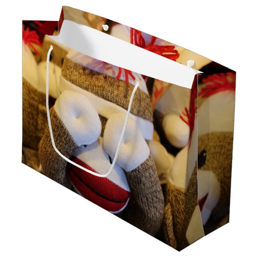 Peek-a-boo Sock Monkey Large Cadeautasje (Voorkant Gekanteld)