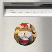 Peek-a-boo Sock Monkey Magneet (Insitu (Vaatwasser))
