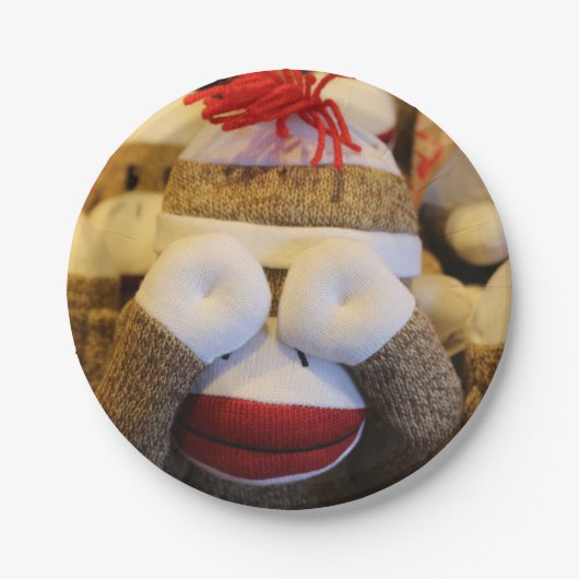 Peek-a-boo Sock Monkey Papieren Bordje (Voorkant)