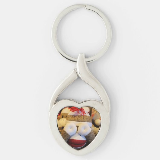 Peek-a-boo Sock Monkey Sleutelhanger (Voorkant)