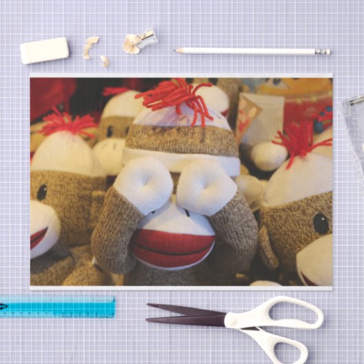 Peek-a-boo Sock Monkey Tissuepapier (Craft)