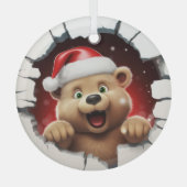Peek-a-Boo Teddybeer Kerstversiering Glas Ornament (Voorkant)