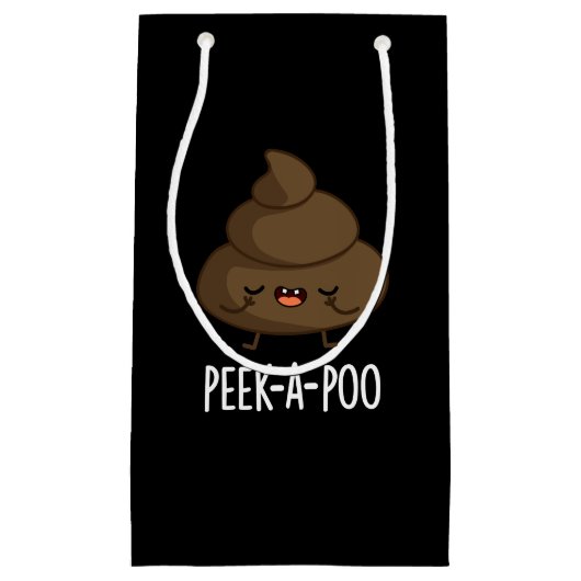 Peek A Poo Funny Poop Pun Dark BG Klein Cadeauzakje (Voorkant)