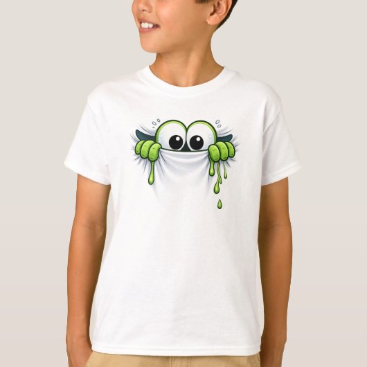 Peek-a-Slime! Cute Goo Monster Peeking Design T-shirt (Voorkant)