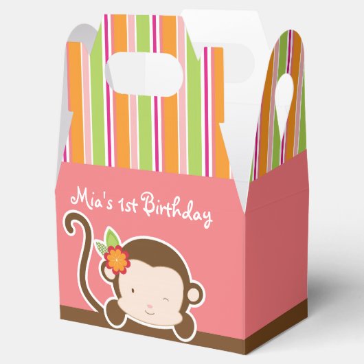 Peek een boek Aap Safari Gestreepte Party Favor Do Bedankdoosjes (Geopend)