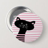 Peekaboe! Schattigee zwarte kat Cartoon Button (Voorkant /achterkant)