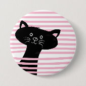 Peekaboe! Schattigee zwarte kat Cartoon Button (Voorkant)