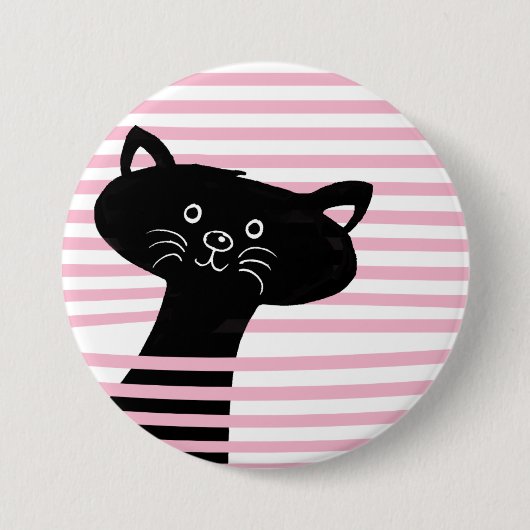 Peekaboe! Schattigee zwarte kat Cartoon Button (Voorkant)