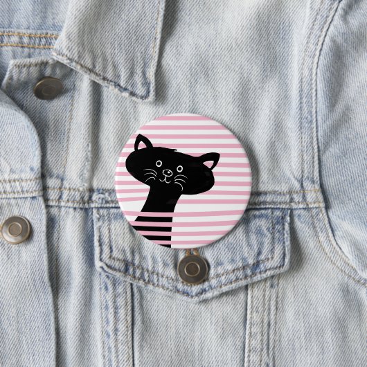 Peekaboe! Schattigee zwarte kat Cartoon Button (In situ)