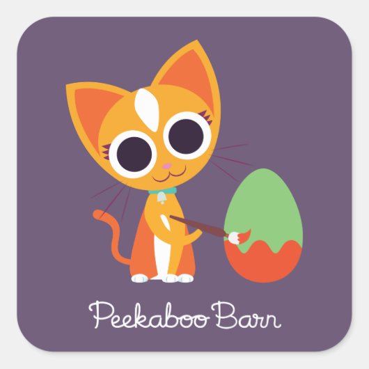 Peekaboo Barn Easter | Ronde van de kat Vierkante Sticker (Voorkant)