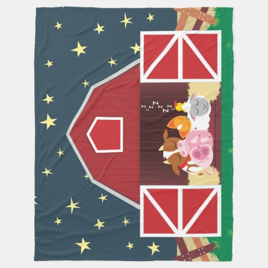 Peekaboo Barn Night Landscape Group 1 Fleece Deken (Voorkant)