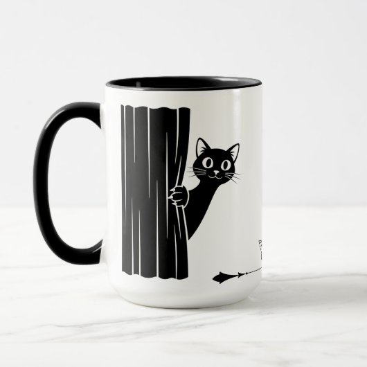Peekaboo Black Cat Funny Mug Mok (Links)