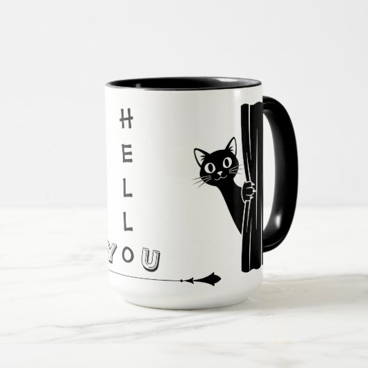 Peekaboo Black Cat Funny Mug Mok (Voorkant rechts)
