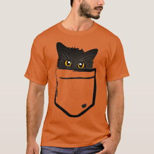 Peekaboo Black Pocket Kitten T-shirt