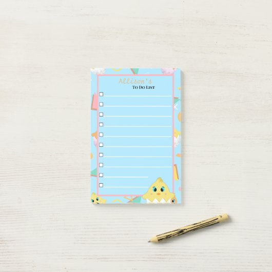Peekaboo Blue Baby Chick Notes (Op bureau)