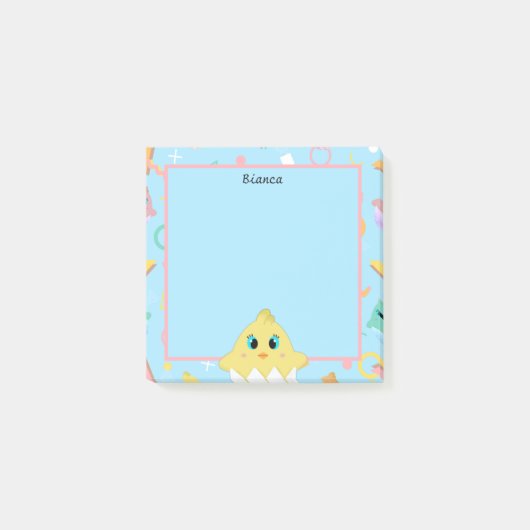 Peekaboo Blue Baby Chick Post-it® Notes (Voorkant)