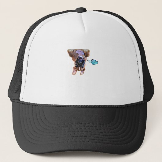 Peekaboo Boxer met vlinders Trucker Pet (Voorkant)