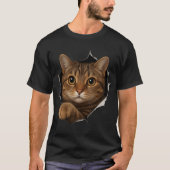 Peekaboo Cat Design – Schattigee 3D Illusion Kat A T-shirt (Voorkant)