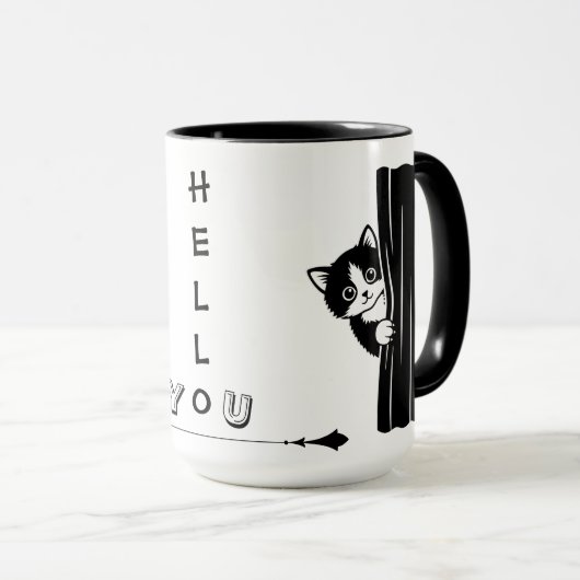 Peekaboo Cat Funny Mug Mok (Voorkant rechts)