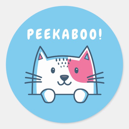 Peekaboo Cat Ronde Sticker (Voorkant)