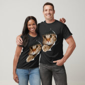 Peekaboo Cat Torn Fabric 3D Realistic Art T-shirt (Unisex)