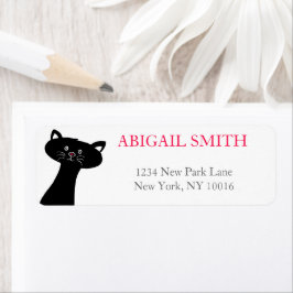 Peekaboo! Cute Black Cat - Return Address Labels