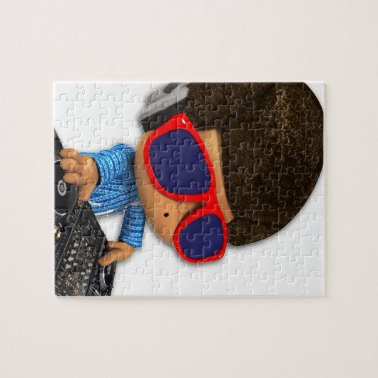 Peekaboo DJ afro Legpuzzel (Horizontaal)