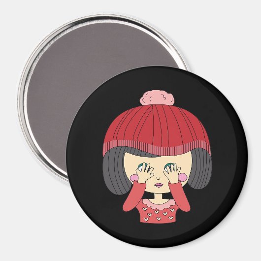 Peekaboo Girl Luiaard Design Magneet (Voorkant / Achterkant)