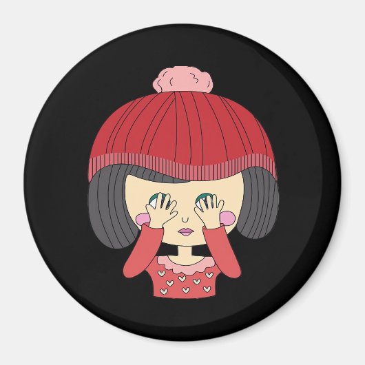 Peekaboo Girl Luiaard Design Magneet (Voorkant)