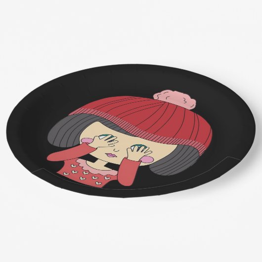 Peekaboo Girl Luiaard Design Papieren Bordje (Gekanteld)