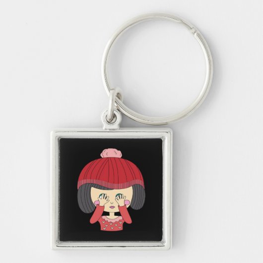 Peekaboo Girl Luiaard Design Sleutelhanger (Voorkant)