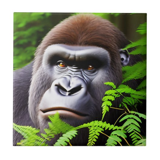 Peekaboo Gorilla, keramische Tegel Tegeltje (Voorkant)