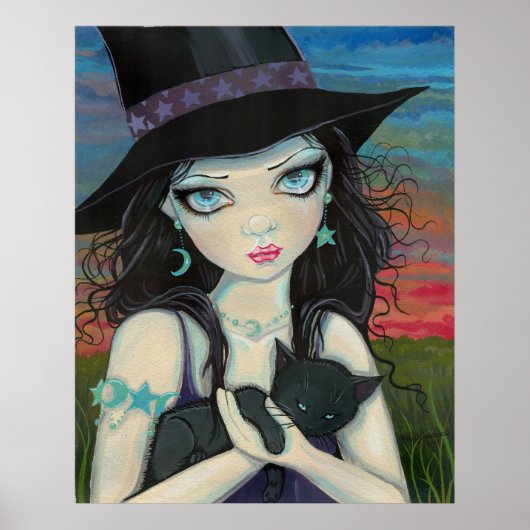 Peekaboo Heks en Kat Poster (Voorkant)