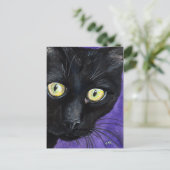 Peekaboo | Illustratie Waterverf zwarte kat Briefkaart (Staand voorkant)